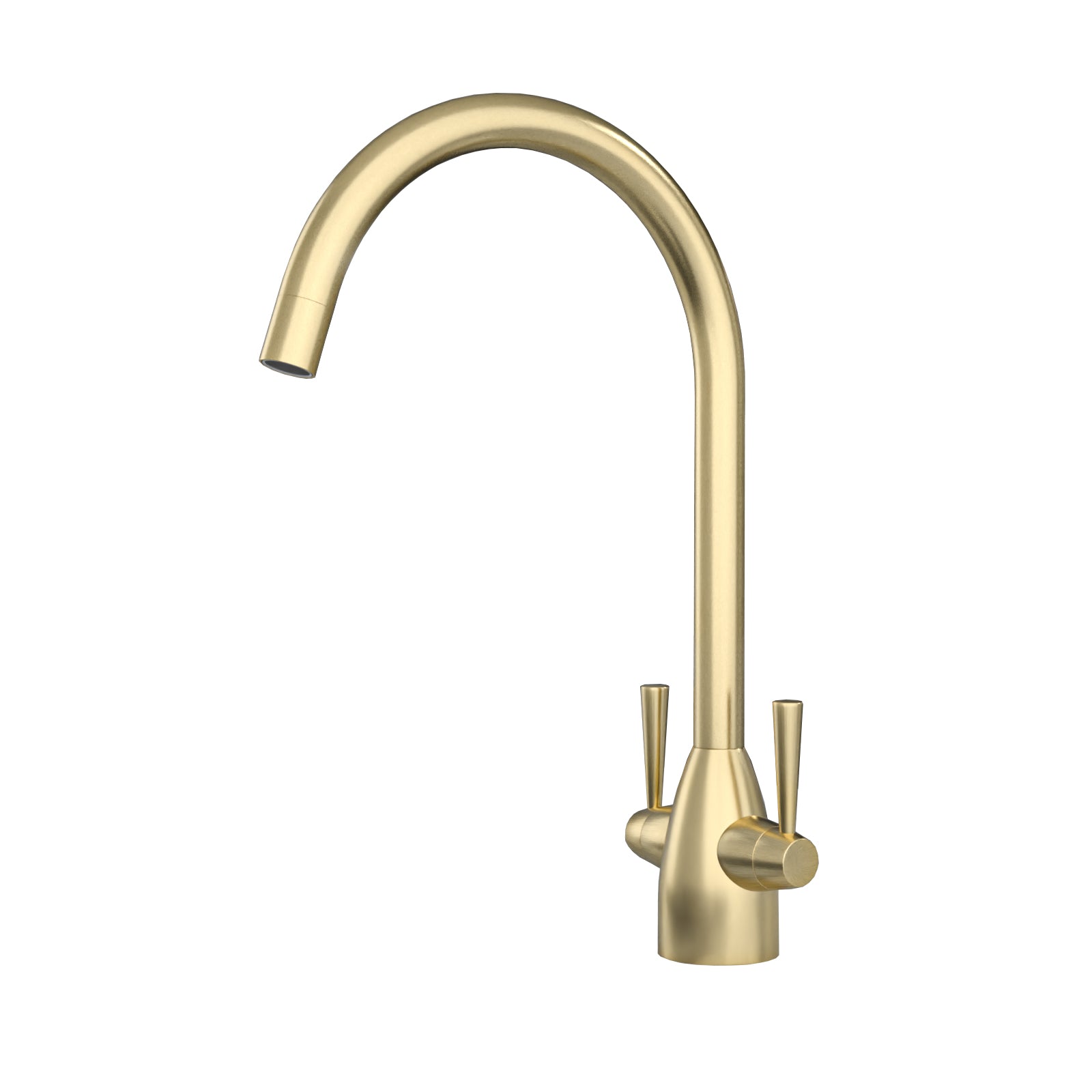Brushed Brass Modern Kitchen Sink Swivel Mixer Tap Dual Lever