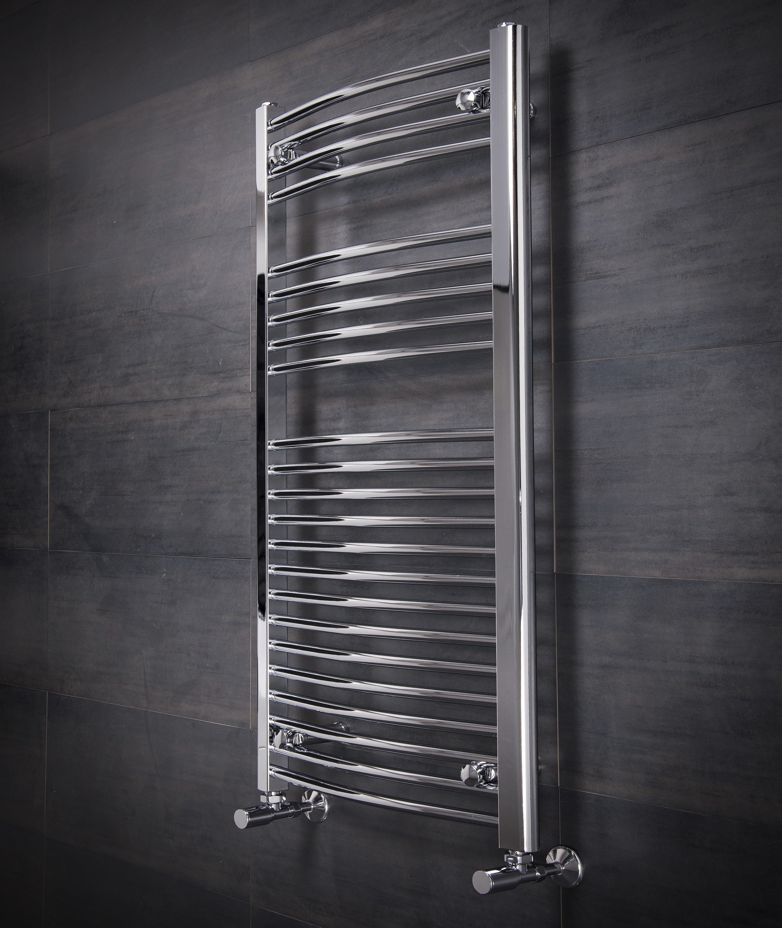 22M Ladder Tube Curved Towel Rail Radiator Chrome 800 x 600 -194 BTU'S