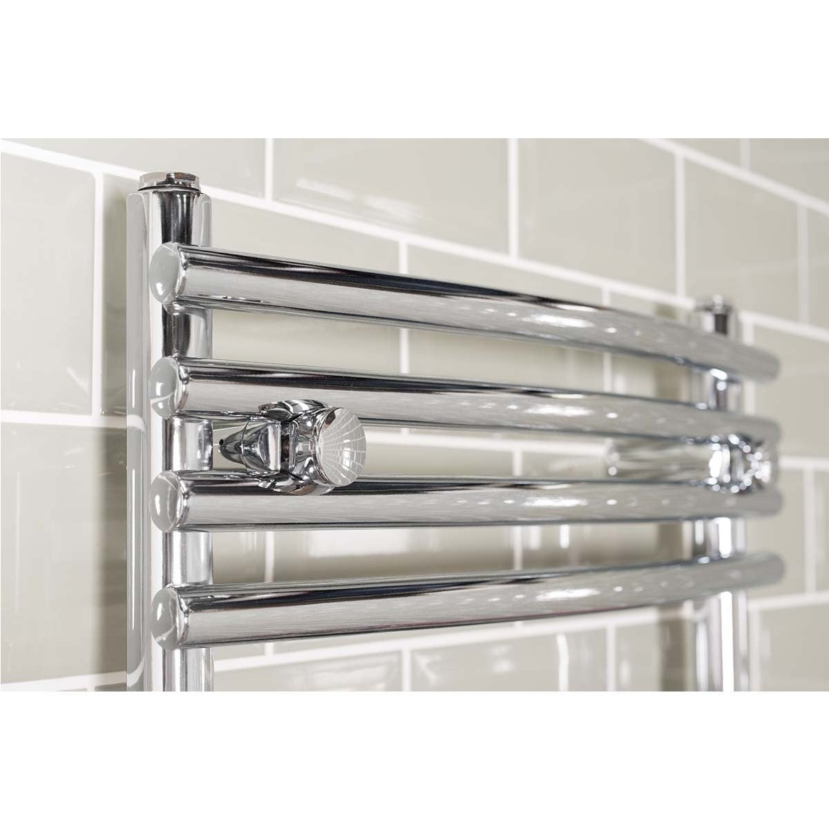 Designer Curved Chrome Towel Rail Ladder Radiator 800 x 500 mm