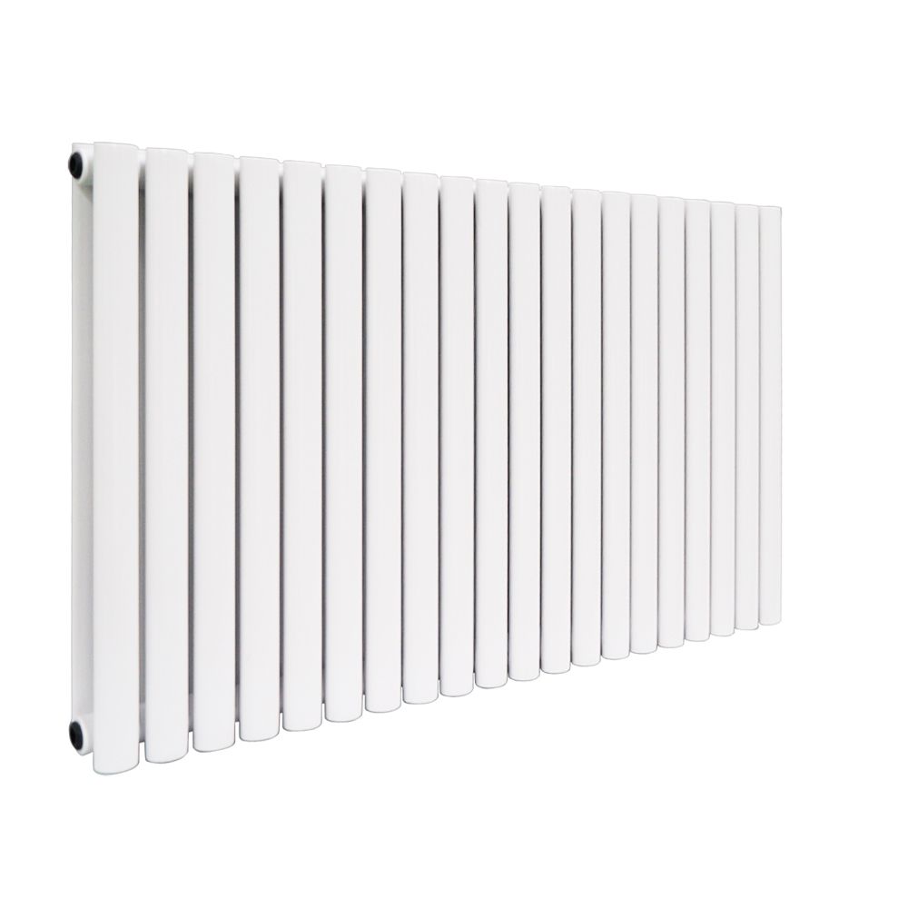 Norden 600 x 1180 mm Horizontal Double Oval Tube White  Designer Radiator