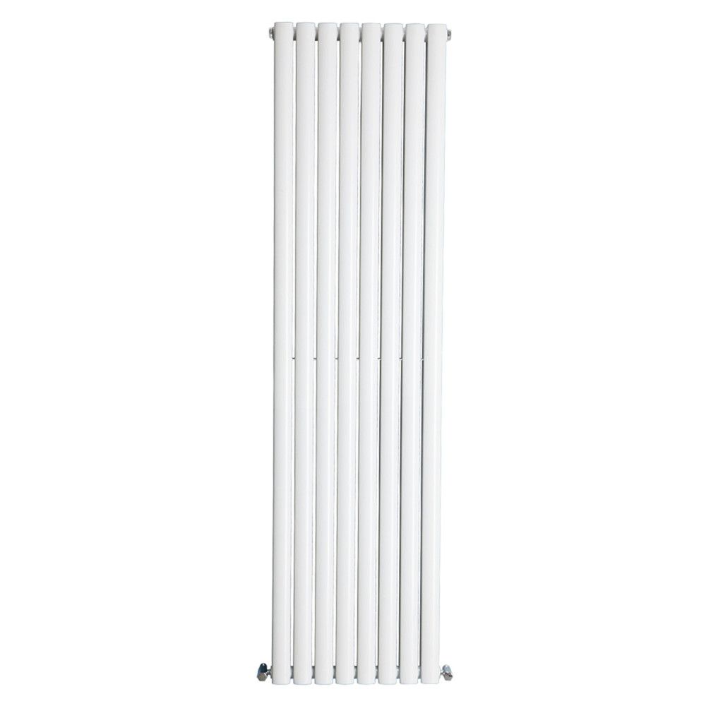 Norden 1600 x 472 mm Vertical Double Oval Tube White Designer Radiator