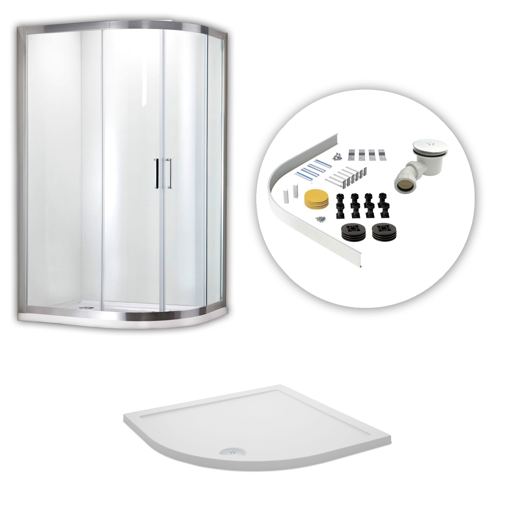 Atlas Walk in Standalone Quadrant Corner Shower Enclosure and Tray