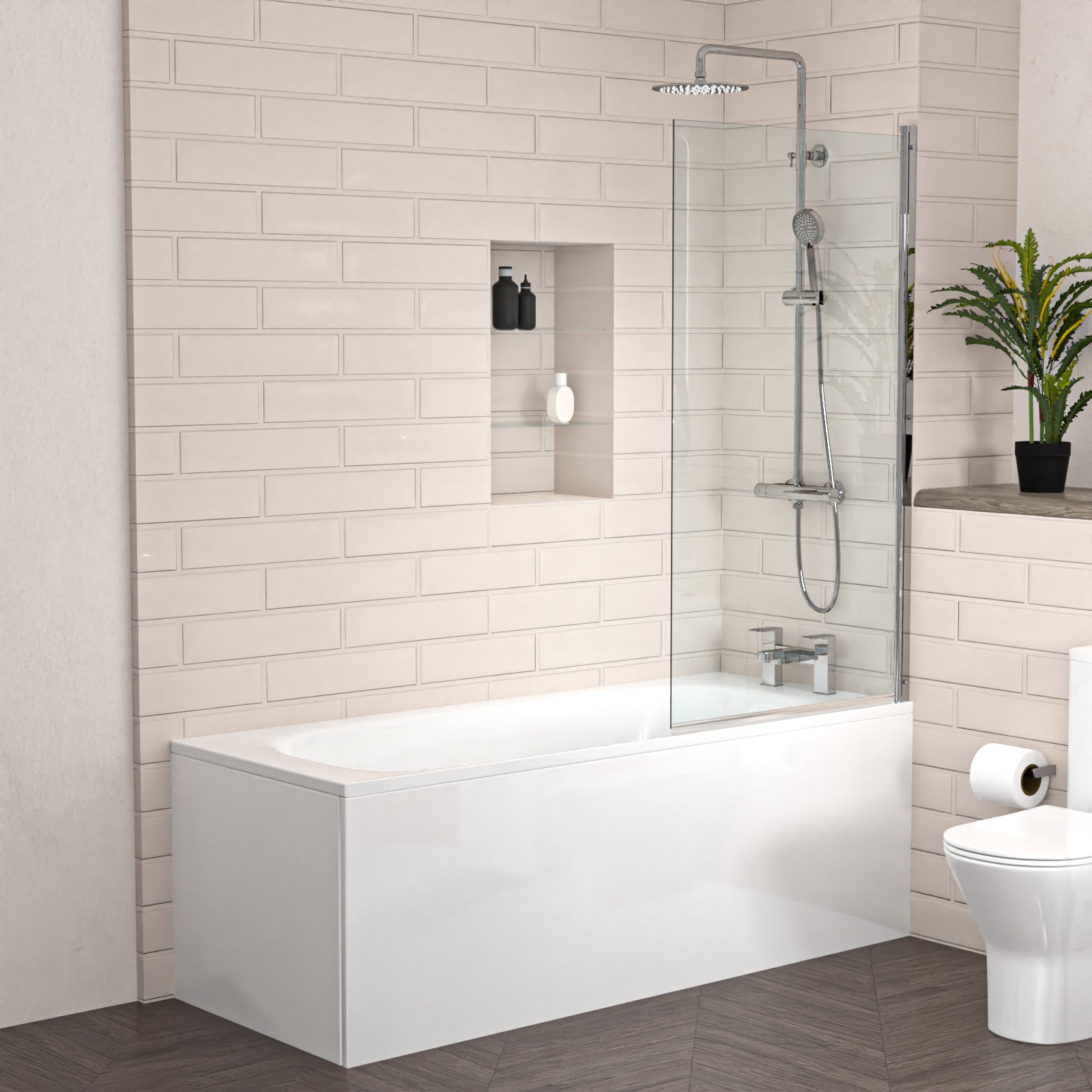 550mm Freestanding Doors Vanity with Close Coupled Toilet, Shower Bath & Taps Set