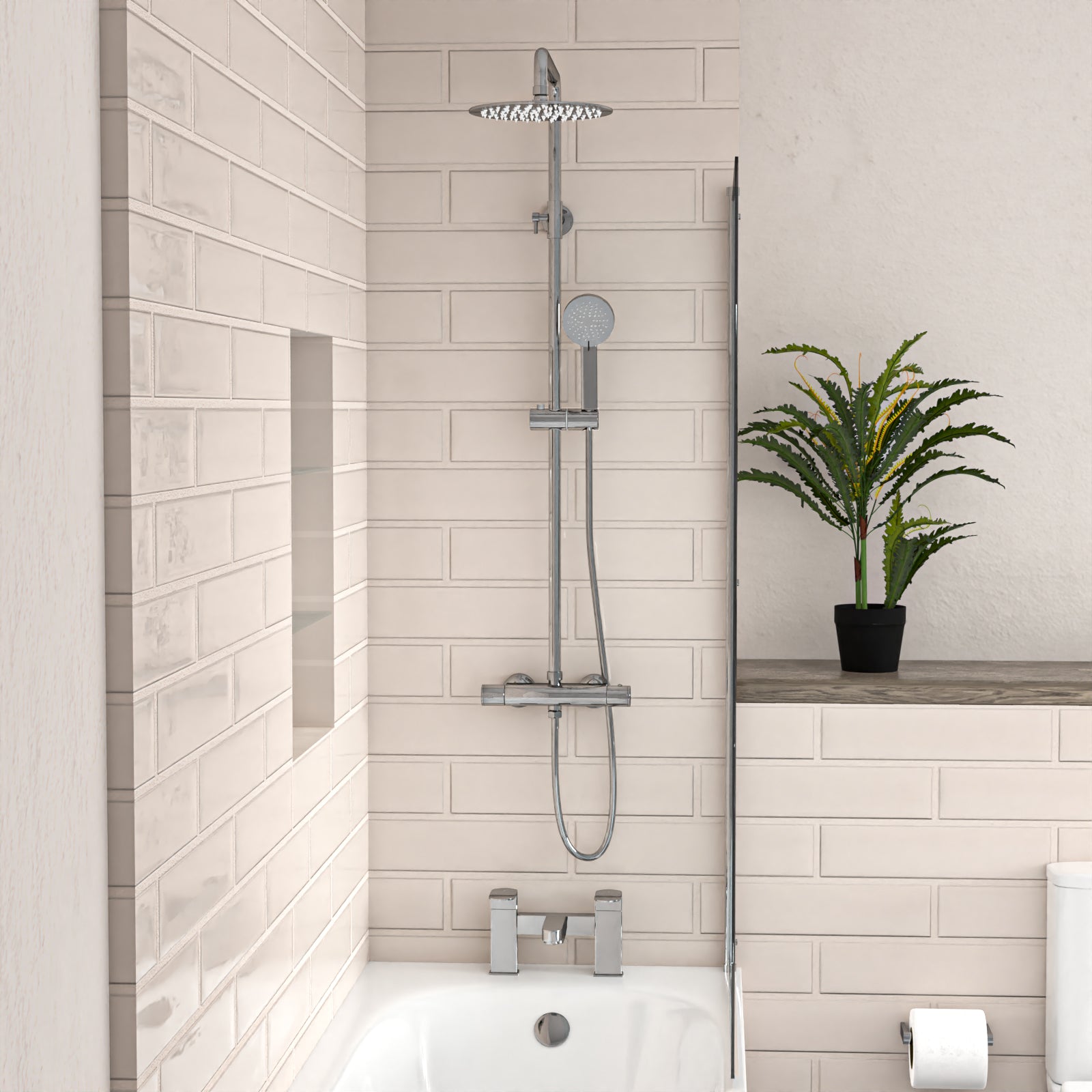 550mm Freestanding Doors Vanity with Close Coupled Toilet, Shower Bath & Taps Set