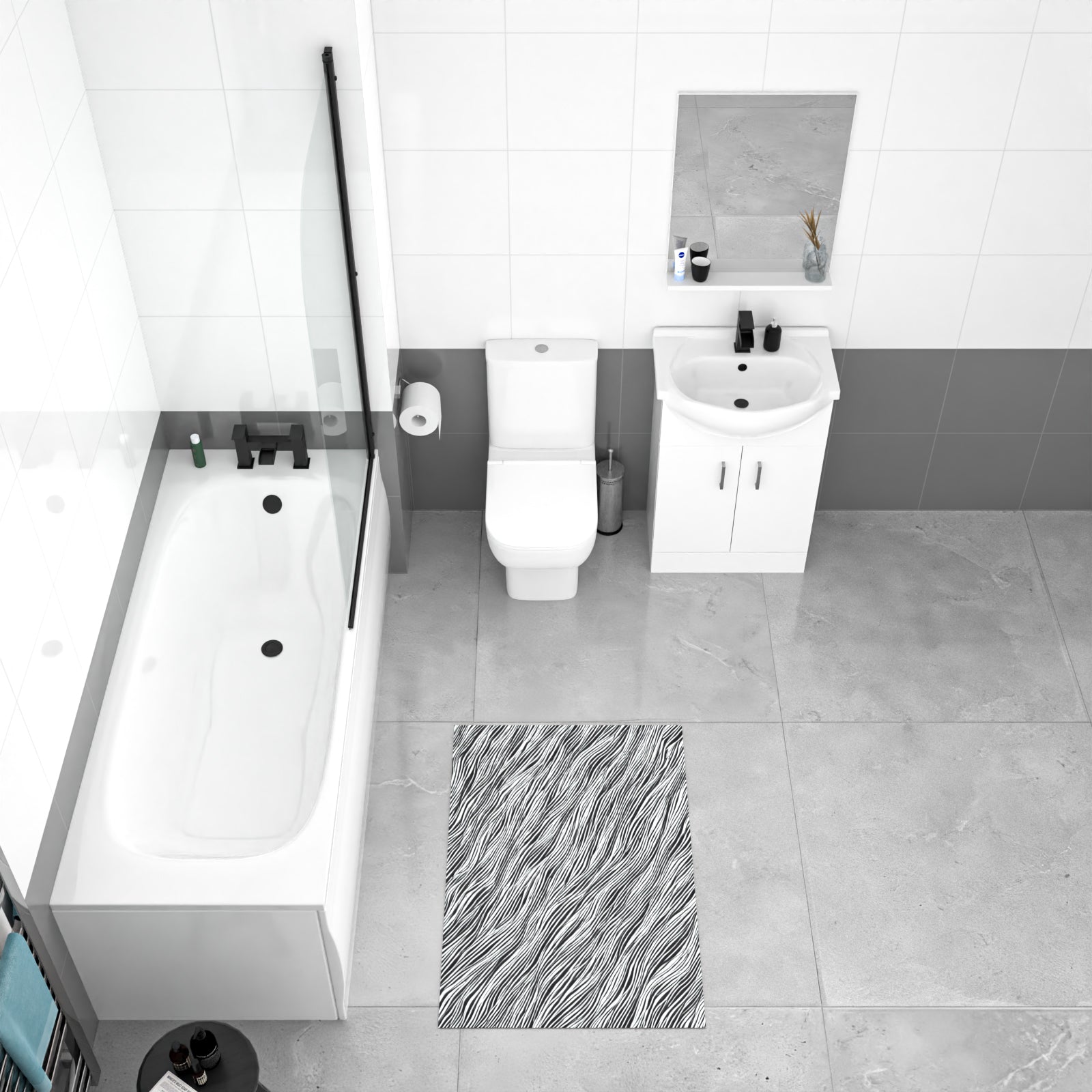 Ellen Bath With Screen Vanity Unit & Close Coupled Toilet Tap Set