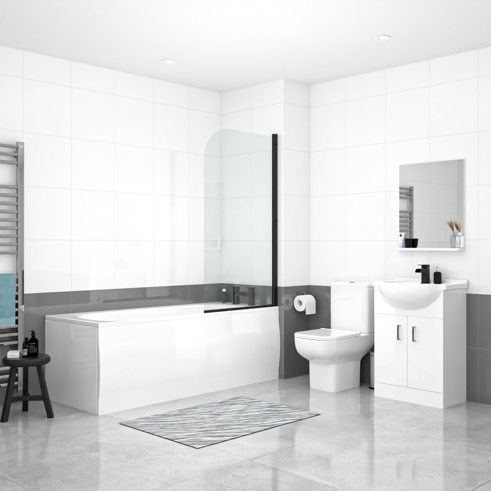 Ellen Bath With Screen Vanity Unit & Close Coupled Toilet Tap Set