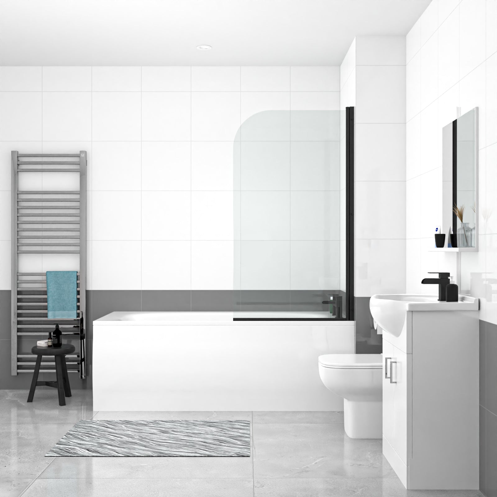 Ellen Bath With Screen Vanity Unit & Close Coupled Toilet Tap Set