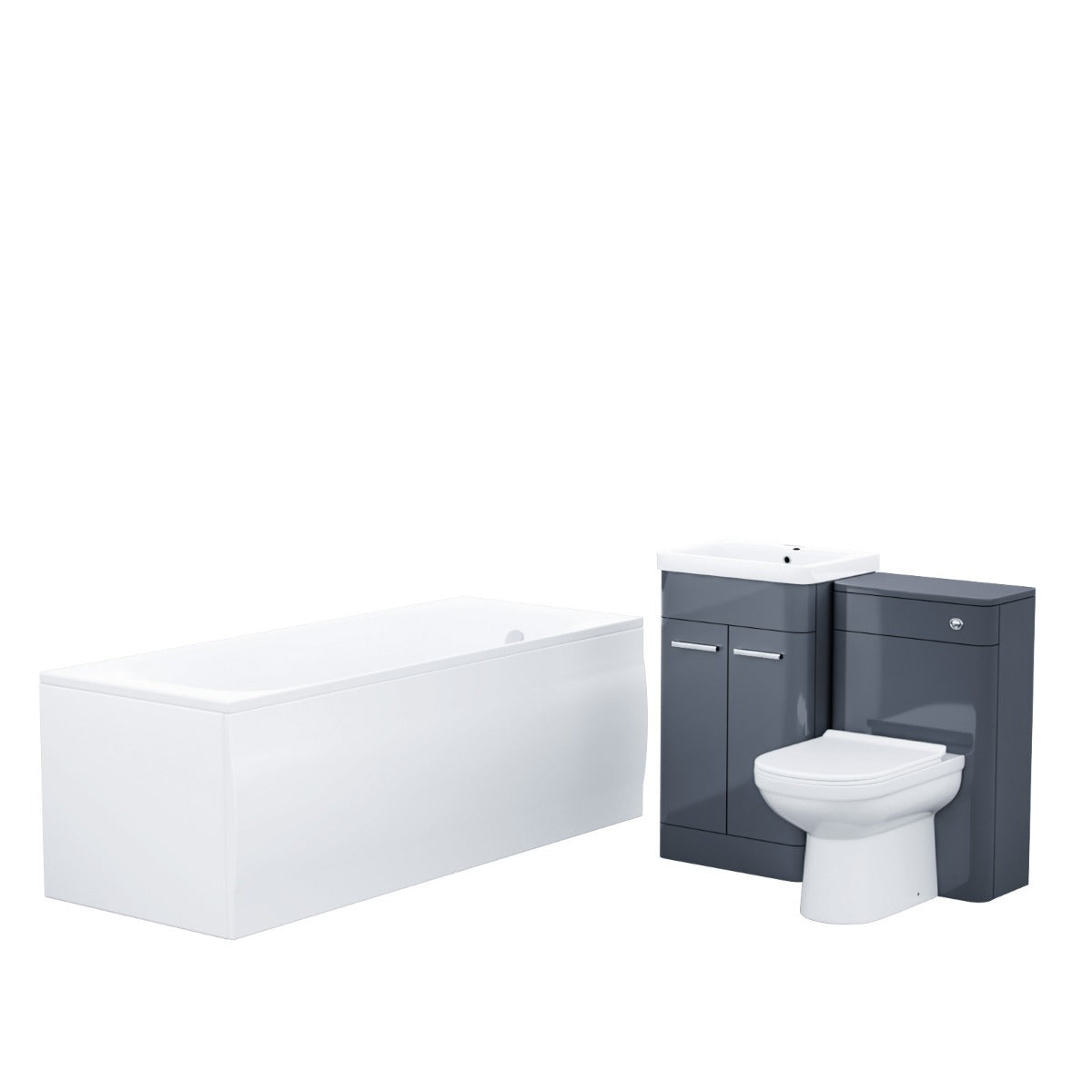 500mm Basin Vanity Unit, WC Unit, BTW Toilet & Bath Suite Anthracite