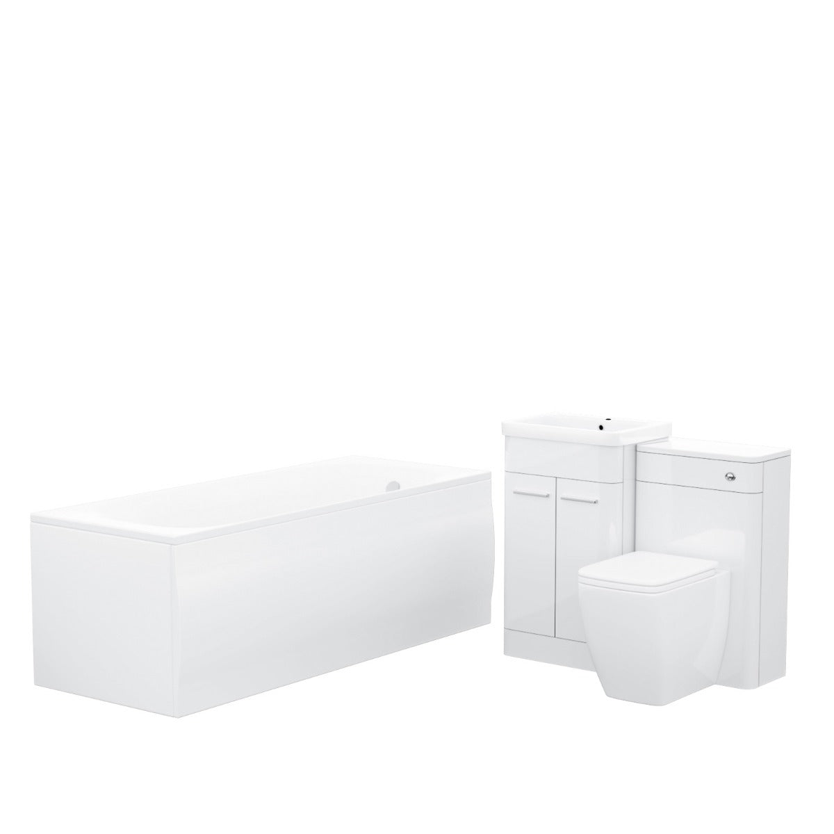 White 500mm Vanity Cabinet WC BTW Square Toilet & Bath Bathroom Suite