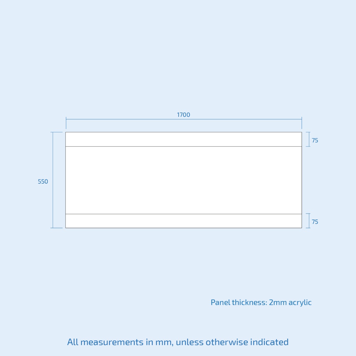 White 1700mm Round Shower Screen Bath Front Panel Single Ended Bathtub