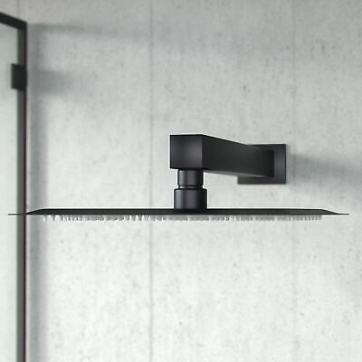 Temel Black Matt Square Rainfall Shower Head with Hand Held Thermostatic Valve