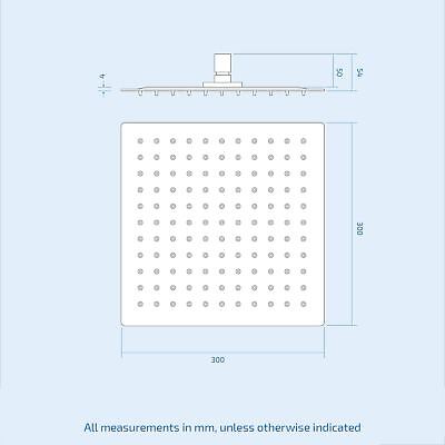 Temel Thermostatic Concealed Shower Mixer Bathroom Square Slim Chrome Head 300mm