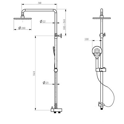 Winstead Round Exposed Multi Function Shower Set - Riser Rail Kit & Bath Shower Mixer Tap