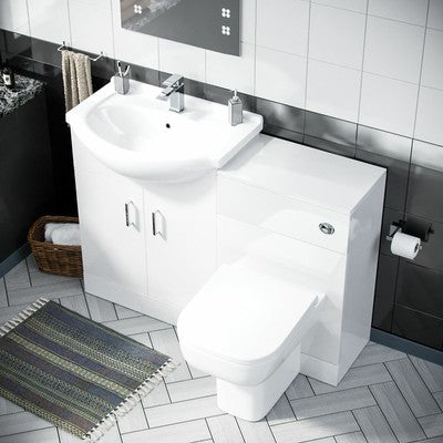 Ellen 650mm Cloakroom Basin Vanity Sink Unit & Back To Wall Toilet Suite