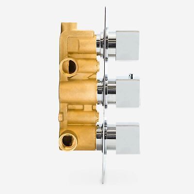 Olive 3 Dial 3 Outlet Concealed Thermostatic Shower - Square- Refined Valve