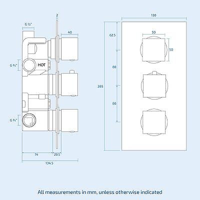 3 Way Square Concealed Thermostatic Mixer Valve Handheld Shower Body Jet | Olive