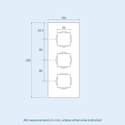 Rose 3 Dial 2 Way Square Concealed Thermostatic Mixer Valve Body Jet Shower Head