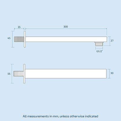 2 Way Square Concealed Thermostatic Mixer Valve Hand Held Shower Head | Rose