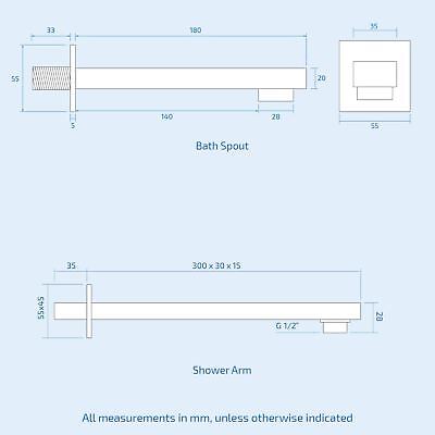 Bathroom 3 Dial 3 Way Concealed Square Thermostatic Shower Mixer Valve Chrome