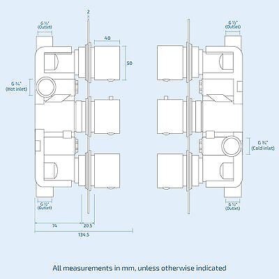 2 Way Square Concealed Thermostatic Mixer Valve Hand Held Shower Head | Rose