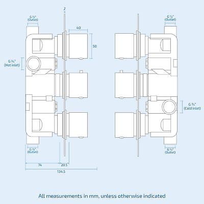 2 Way Concealed Thermostatic Shower Mixer Valve Chrome 200mm Slim Overhead