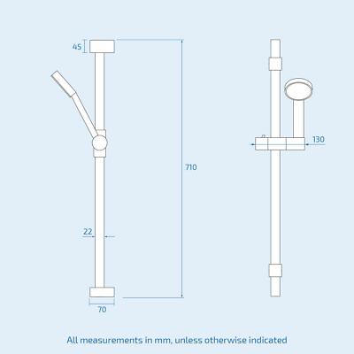 Temel Matte Black Voilet 2 Dial Thermostatic Mixer Outlet Square Shower Rail & Handset