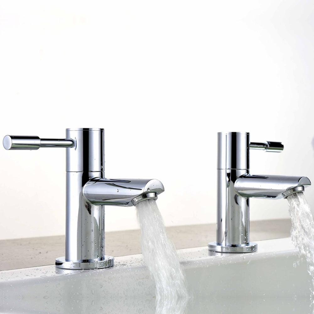 Marc Modern Chrome Deck Mounted Hot & Cold Twin Bath Filler Taps