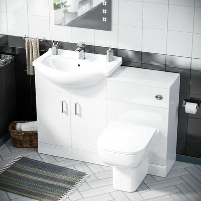 Ellen 650mm Cloakroom Basin Vanity Sink Unit & Back To Wall Toilet Suite