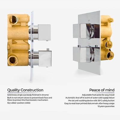 Temel Bathroom Shower Set Chrome Thermostatic Mixer Valve Head Square Design