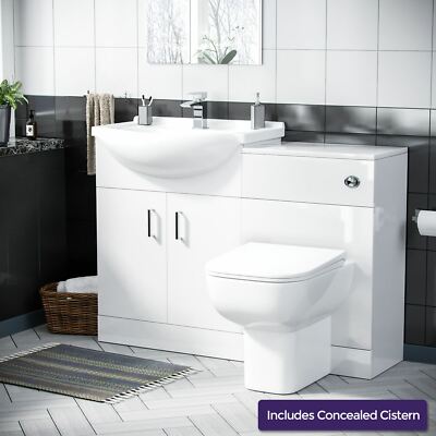 Ellen 650mm Cloakroom Basin Vanity Sink Unit & Back To Wall Toilet Suite