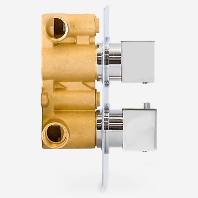 Temel Bathroom Shower Set Chrome Thermostatic Mixer Valve Head Square Design