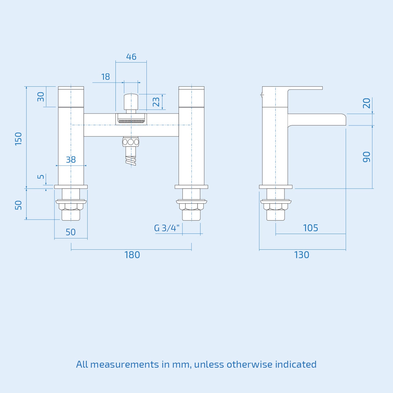 Rowton Square Shower & Ozone Waterfall Mixer Tap, Handset & Riser Rail Kit Chrome