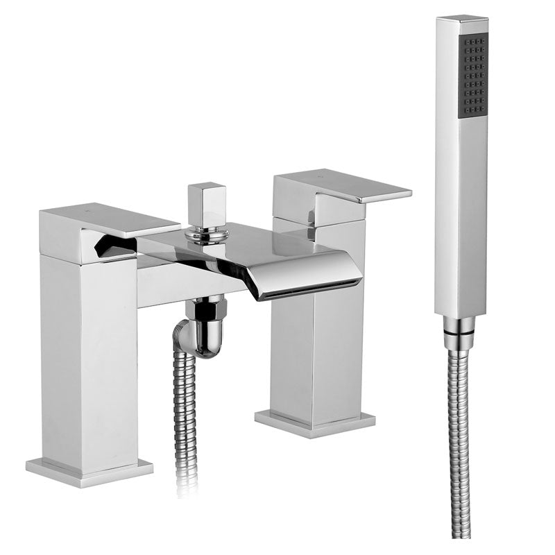 Devon Contemporary Waterfall Chrome Design Bath Shower Mixer Tap With Handset Kit