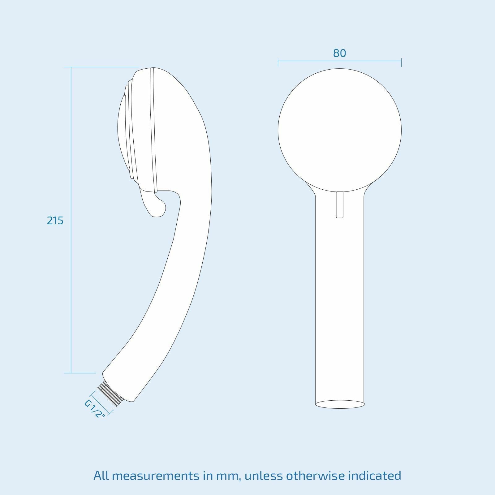 Universal Shower Handset  Round with 4 Mode - 80mm Chrome