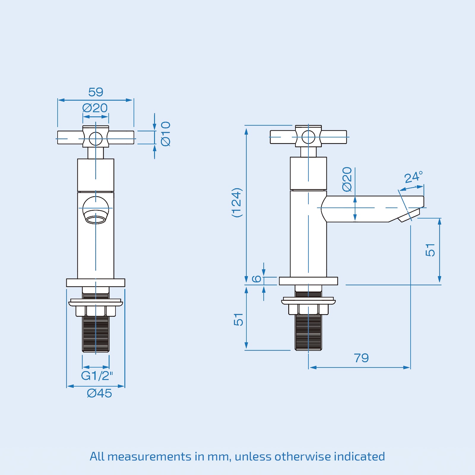 Crox Twin Hot and Cold Twin Basin Taps Chrome