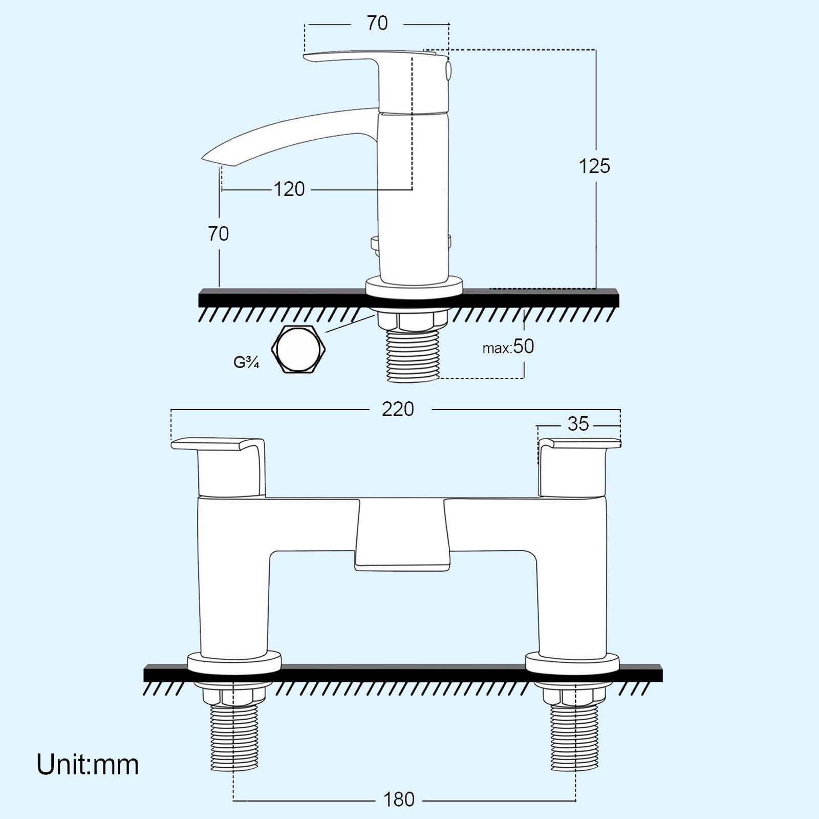 Vago Modern Waterfall Design Bath Filler Tap