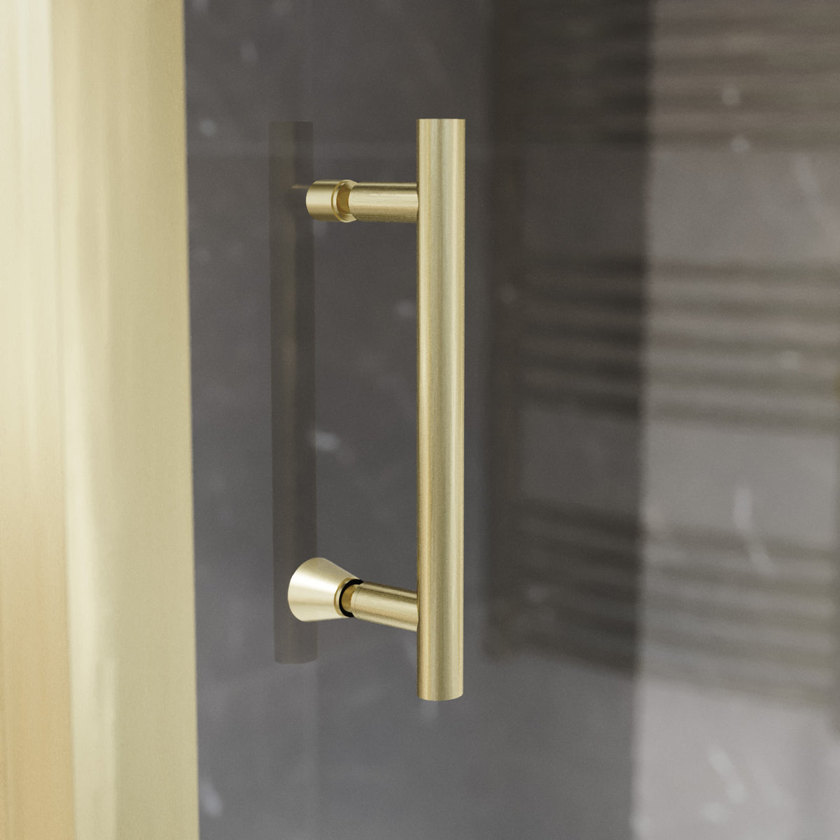 Shower 1400 x 1850mm Slider Door With 1000 x 1850mm Side Panel - Brushed Brass