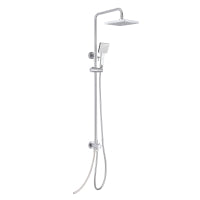Square Chrome Exposed Shower Mixer Thermostatic Riser Rail & Handset
