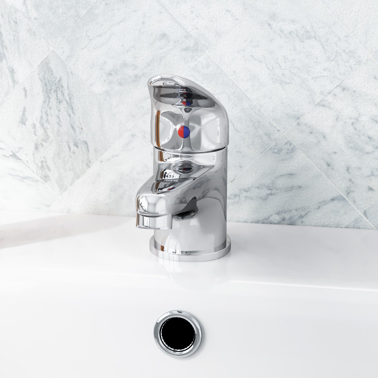 Studio Contemporary Chrome Set Of Basin Mono Mixer Tap & Bath Shower Mixer Tap