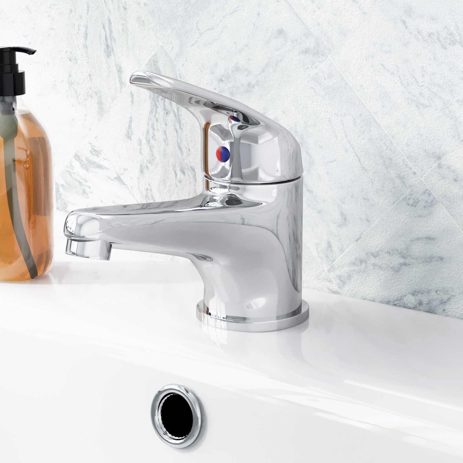 Studio Contemporary Chrome Set Of Basin Mono Mixer Tap & Bath Shower Mixer Tap
