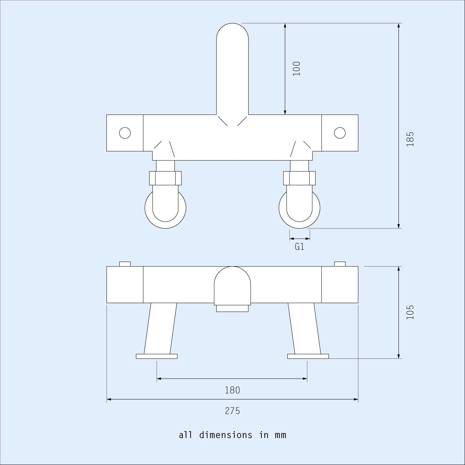 Modern Deck Mounted Thermostatic Chrome Bath Mounted Shower Mixer Tap