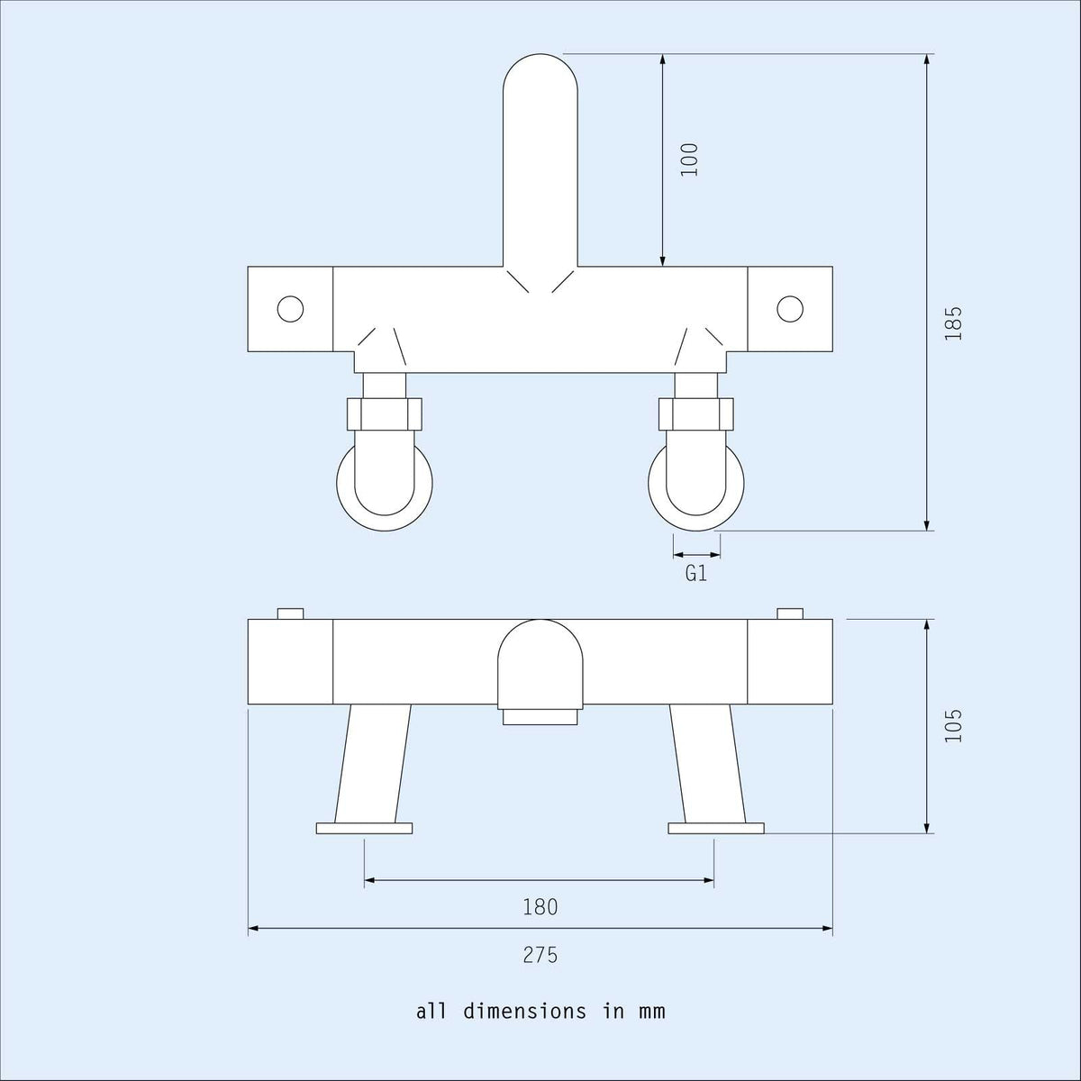 Exposed Shower Set 3 Mode Handset & Thermostatic Bath Filler - Chrome