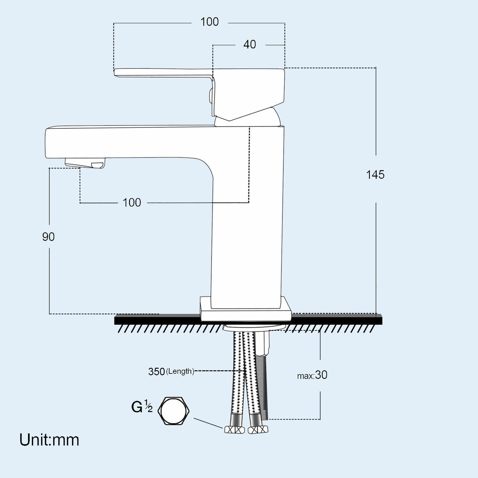 Merton 600mm Grey Basin Vanity Unit with Chrome Tap & Waste
