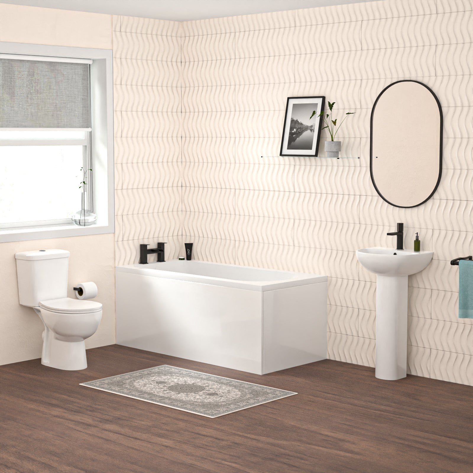 Cassis Basics 1500mm Bathroom Suite with 450mm Pedestal Basin