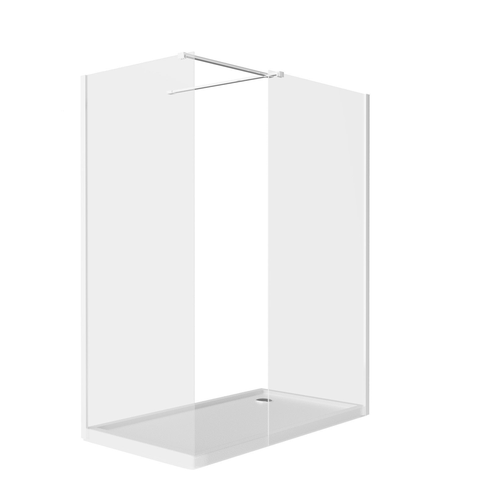 Chrome 1400 x 800mm Wet Room Screen 8mm Tempered Glass with Tray