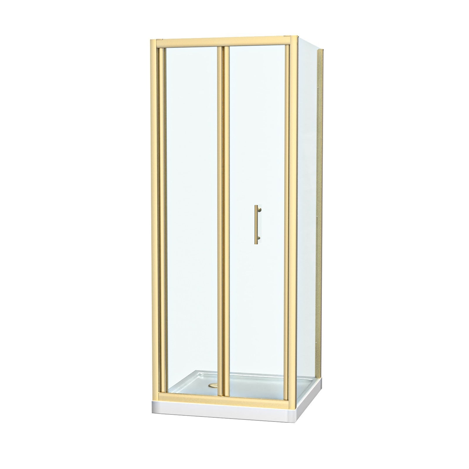 Brushed Brass 760mm Bi-fold Shower Door 760mm Side Panel Glass With Tray