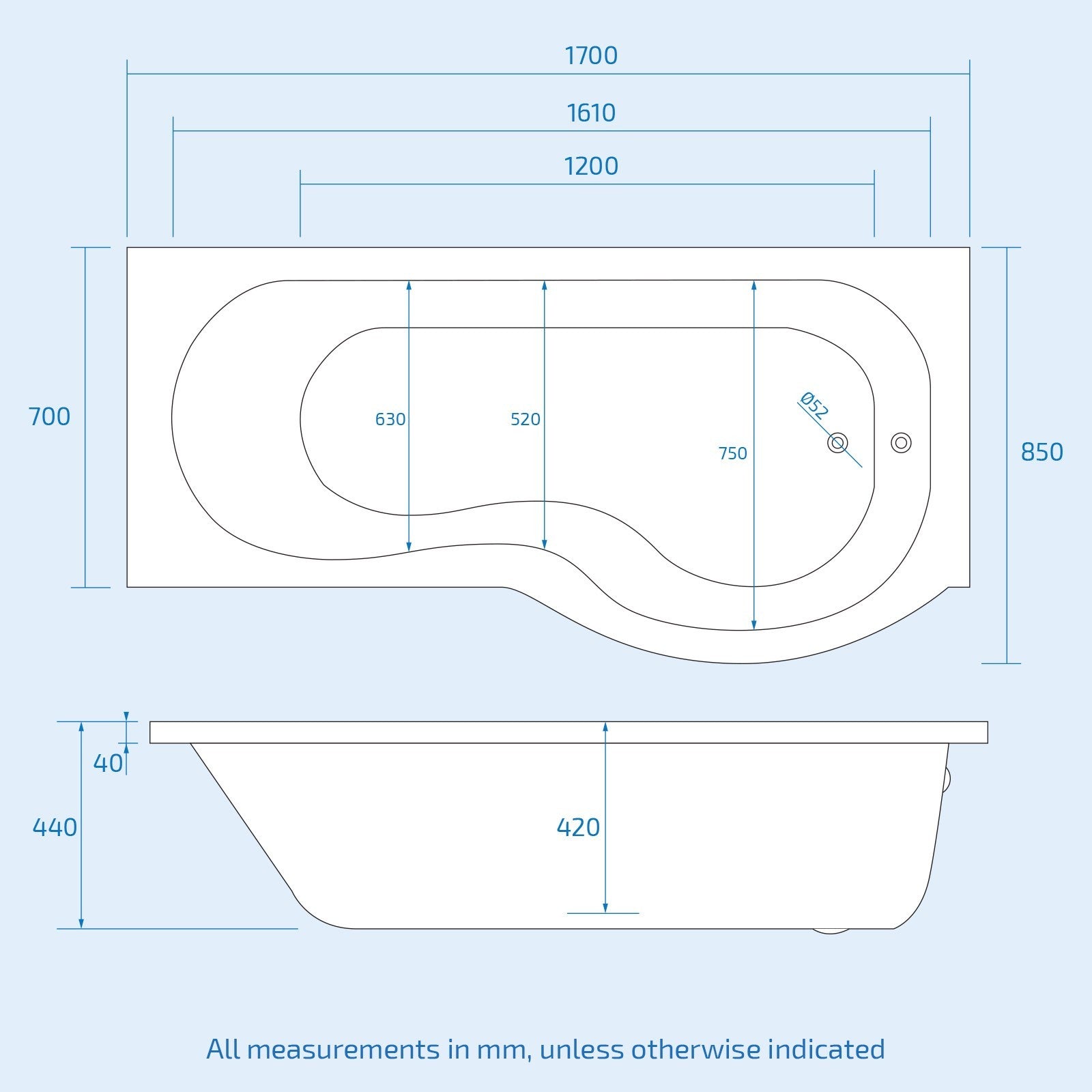 P-Shaped Right Hand Bath Set, Panel, Bath Screen, CC Toilet, 600mm Freestanding Vanity