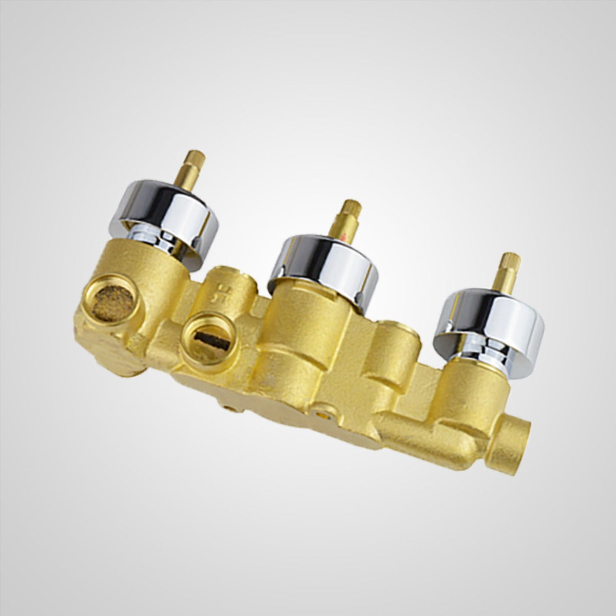 Lilly Chrome 3 Dial 3 Way Square Concealed Thermostatic Mixer Valve, Square Handset, Bath Filler & Shower Head