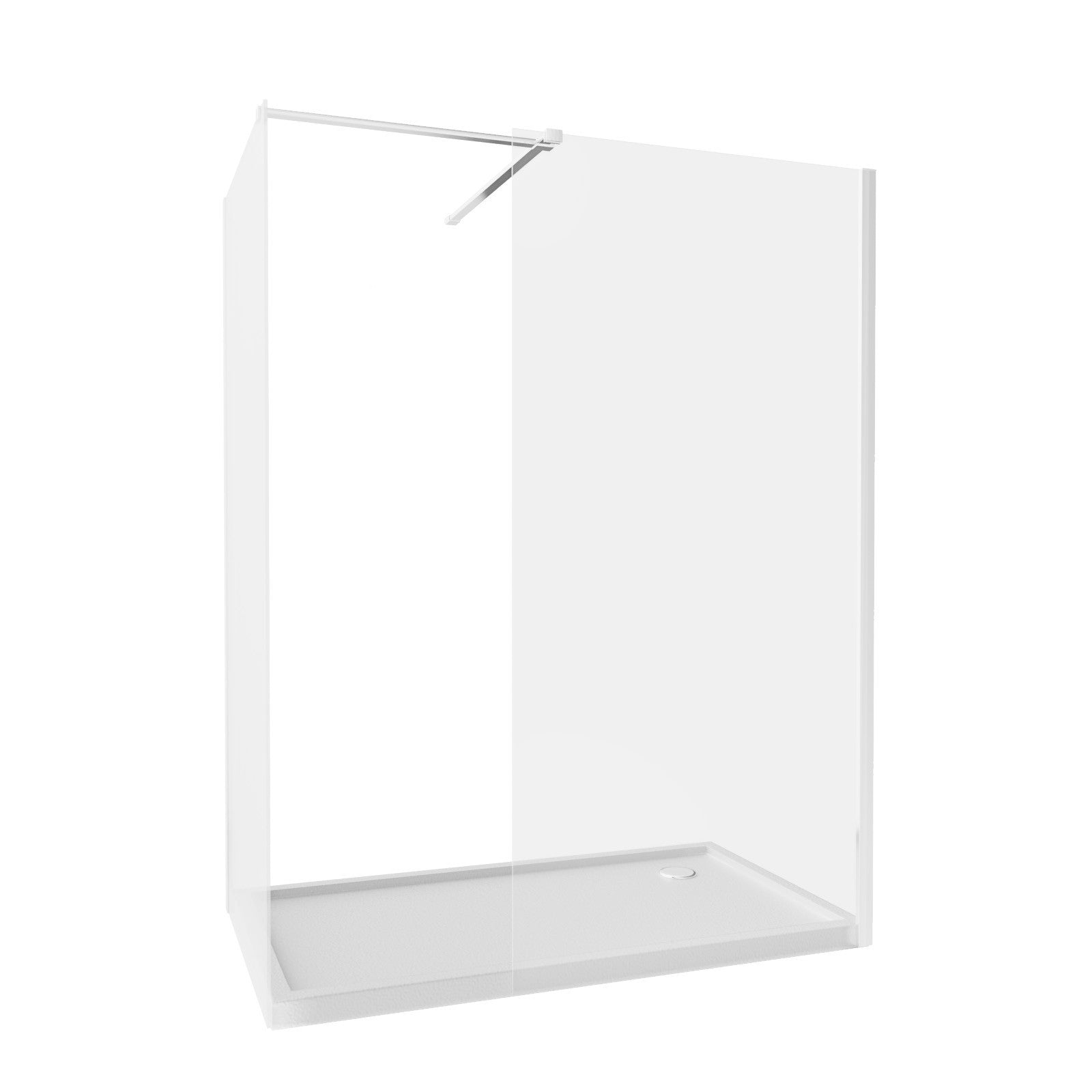 Chrome 1400 x 800mm Wet Room Screen 8mm Tempered Glass with Tray