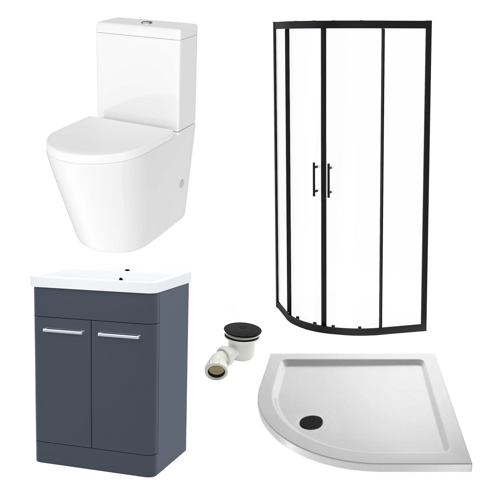 AFERN 600mm Vanity with Close Coupled Toilet & 900mm Quadrant Screen with Tray